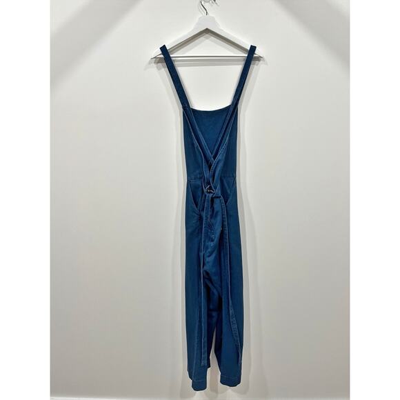 Marine Layer | Tess Mid Indigo Crisscross Back Wide Leg Cropped Midi Jumpsuit - Picture 7 of 11